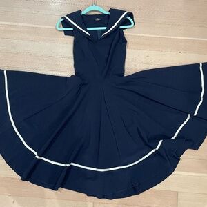 Rock Steady Vintage Pinup Navy and Cream Sailor Dress XXS